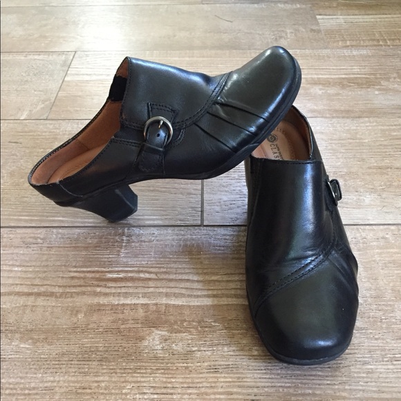 Earth Spirit Shoes - Earth Spirit ✨ Genuine Black Leather Heeled Mule